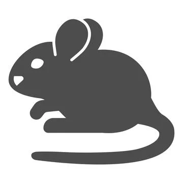 Mouse solid icon, domestic animals concept, rat sign on white background, mouse Illustrazione stock