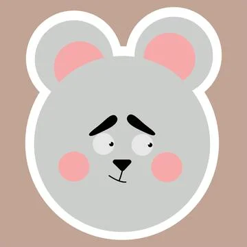Mouse. A sticker with the face of a mouse. Stock Illustration