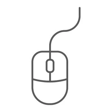 Mouse thin line icon, office and work, computer Stock Illustration