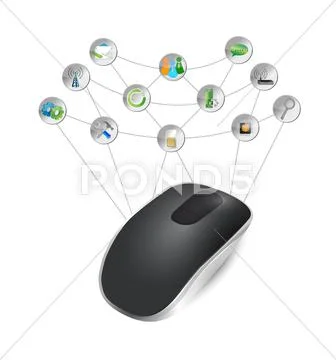 Mouse tools network illustration Stock Illustration