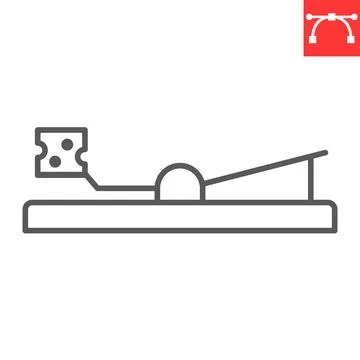 Mouse trap line icon Stock Illustration