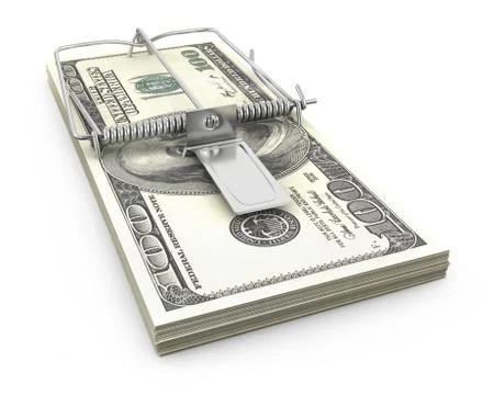 Mouse trap made of bundle of dollars Stock Illustration