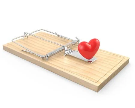 Mouse trap with a red heart Stock Illustration