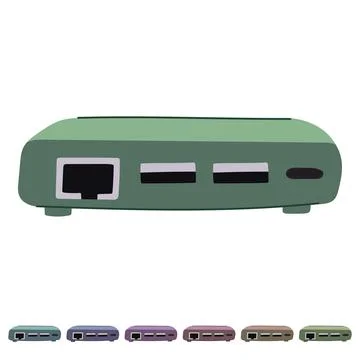 Mouse usb hub vector cartoon graphic 库存插图