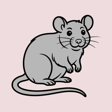 Mouse vector drawing with clean hand drawn rodent outline illustration Stock Illustration