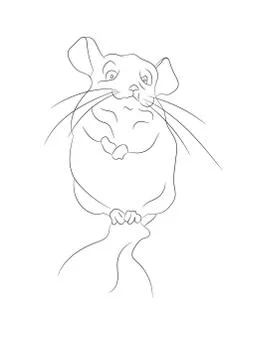 Mouse vector illustration, line drawing, vector Stock Illustration