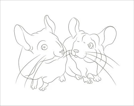 Mouse vector illustration, line drawing, vector Illustrazione stock