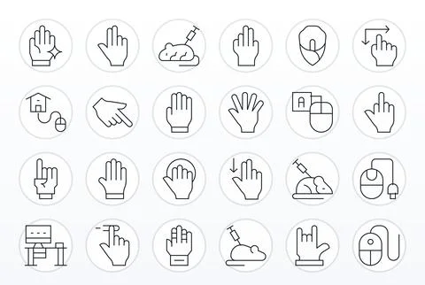 Mouse Visual Pack containing 24 Thin Line Pixel Aligned Vector Icons Stock Illustration