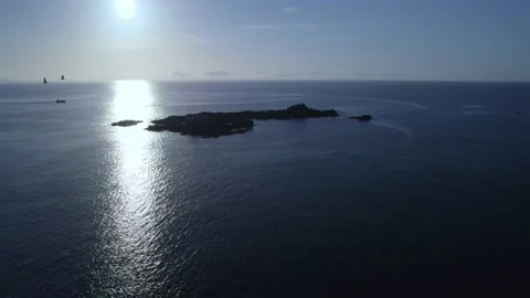 Mousehole Cornwall Harbour 4K Drone Rocks Blue Sky Vídeos de archivo 221639635