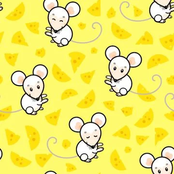 Mouses and Cheese Pattern for Babies Stock Illustration