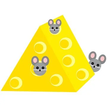 Mouses in cheese on white background Stock Illustration
