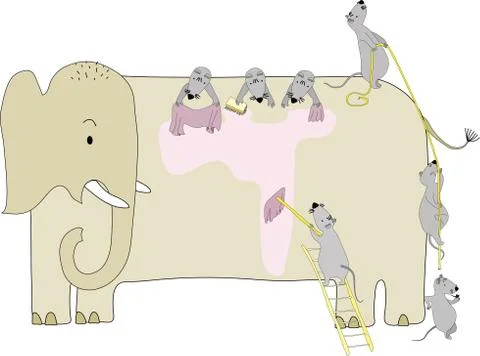 Mouses wash elephant Illustrazione stock