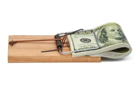 Mousetrap with bill Stock Photos