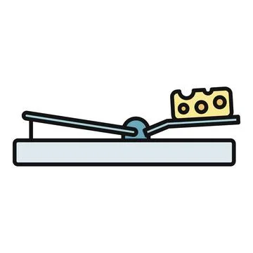 Mousetrap with cheese bait attracting mouse pest Stock Illustration