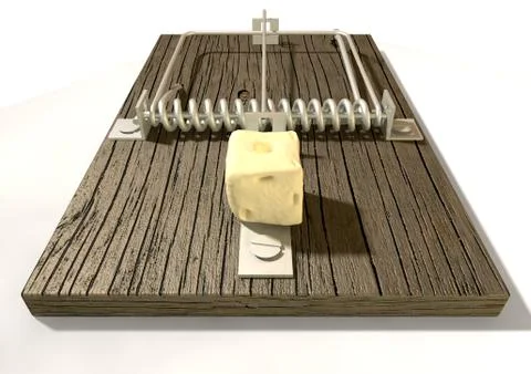 Mousetrap with cheese front Stock Illustration