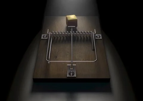 Mousetrap With Cheese Stock Illustration