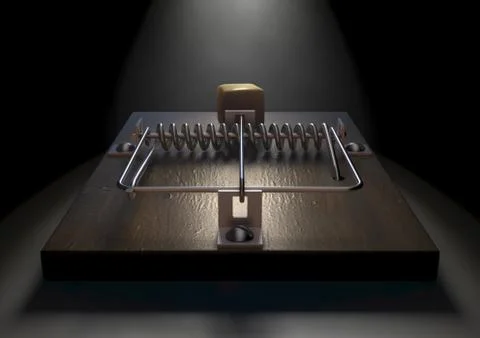 Mousetrap With Cheese Stock Illustration