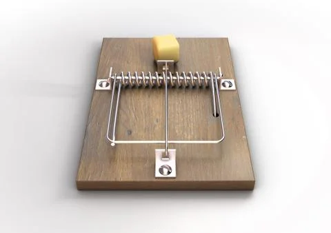Mousetrap With Cheese Stock Illustration