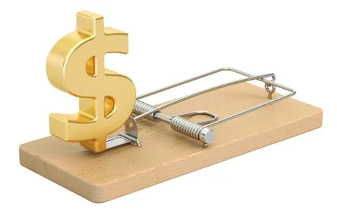 Mousetrap with dollar sign, 3D rendering Illustrazione stock