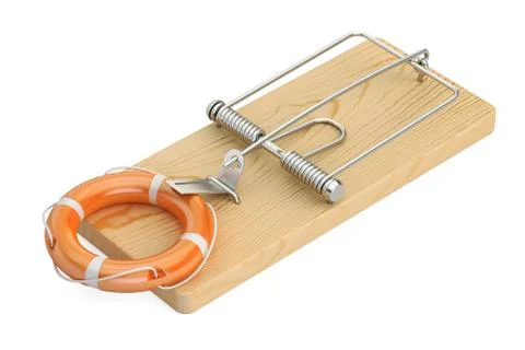 Mousetrap with lifebelt, 3D rendering Stock Illustration