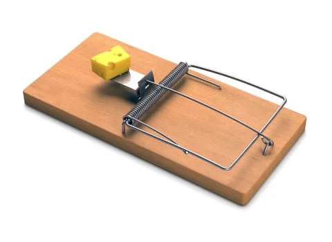 Mousetrap Over White Stock Illustration