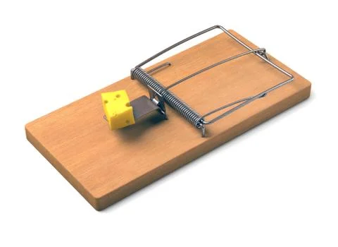 Mousetrap Over White Stock Illustration