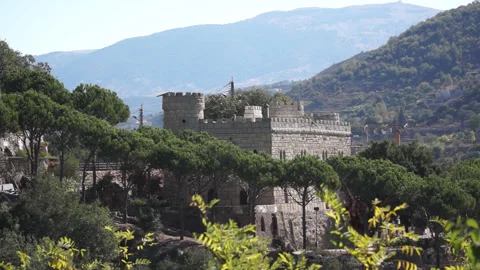 Moussa Castle between Deir el Qamar and Beit ed-Dine. Lebanon 스톡 동영상 296443582