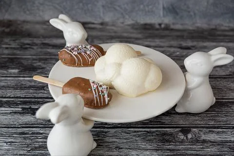 A mousse cake in the form of a delicate white cloud Stock Photos