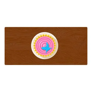 Mousse cake icon isometric vector. Fruit mousse cake on rectangular wooden table Stock Illustration