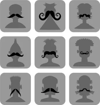 Moustache Men - Web Icon Set Stock-Illustration