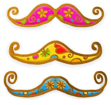 Moustache Paint Doodles Ilustração Stock