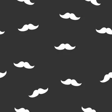 Moustache seamless pattern vector. Random icon isolated on white background Stock Illustration