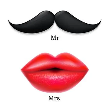 Moustaches with lips Stock Illustration