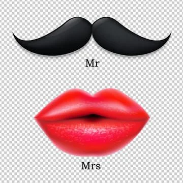 Moustaches With Lips Stock Illustration