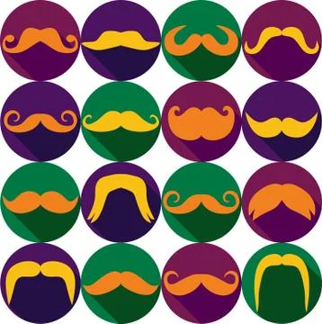 Moustaches set. Design elements in canival icons. Stock Illustration
