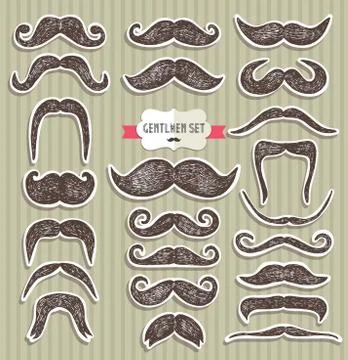 Moustaches set. Design elements of hand drawn style. イラスト素材