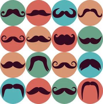 Moustaches set pattern. Design elements. Seamless surface pattern. イラスト素材