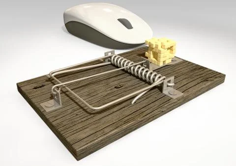 Moustrap and mouse with pixel cheese Stock Illustration