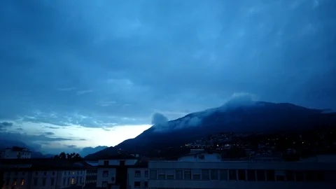 Moutain with clouds trento Stock Footage