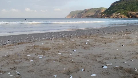 Moutains &amp; Ocean &amp; surfer Cape. Stock Footage 270146237