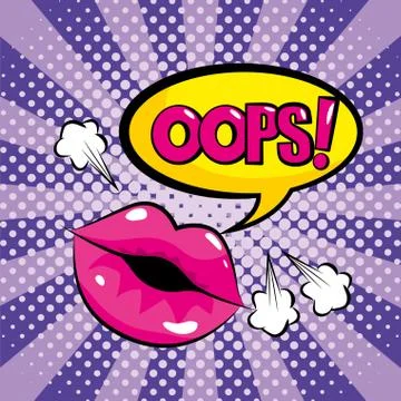 Mouth and chat bubble with oops message Illustrazione stock