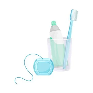 Mouth cleaning tools. Toothpaste, electric toothbrush, dental floss vector イラスト素材