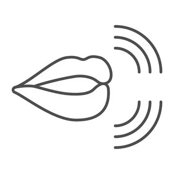 Mouth, lips, pronunciation of sounds thin line icon, linguistics concept Stock Illustration
