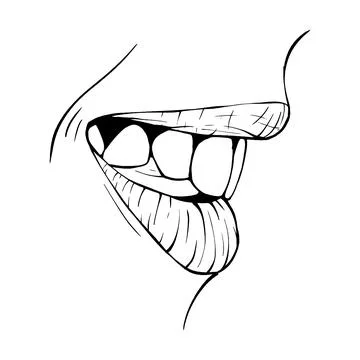 Mouth, lips sketch vector illustration line art Stock Illustration