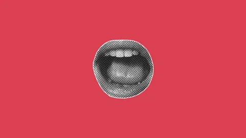 Mouth opening and closing in a stop motion animation, halftone pop art style. Vídeos de archivo 345207227