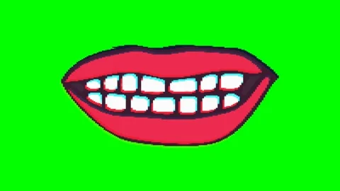 Mouth or lips with glitch effect on green background. Emoji motion graphics. Stock Footage 219669376