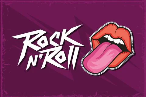 Mouth patch in rock poster Stock Illustration
