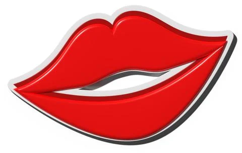 Mouth with red lips, 3D rendering illustration Stock Illustration