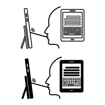 Mouth Stick Pointer Icons. Line and Glyph Vector Illustrations. Assistive T.. Stock Illustration