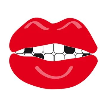 Mouth with teeth on white background Stock Illustration